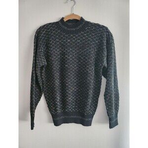 Vintage Kenneth Too! Iridescent Sparkly Striped Black Sweater